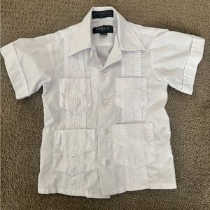 Kids 2/3T Guayabera Classic White Button Down Shirt